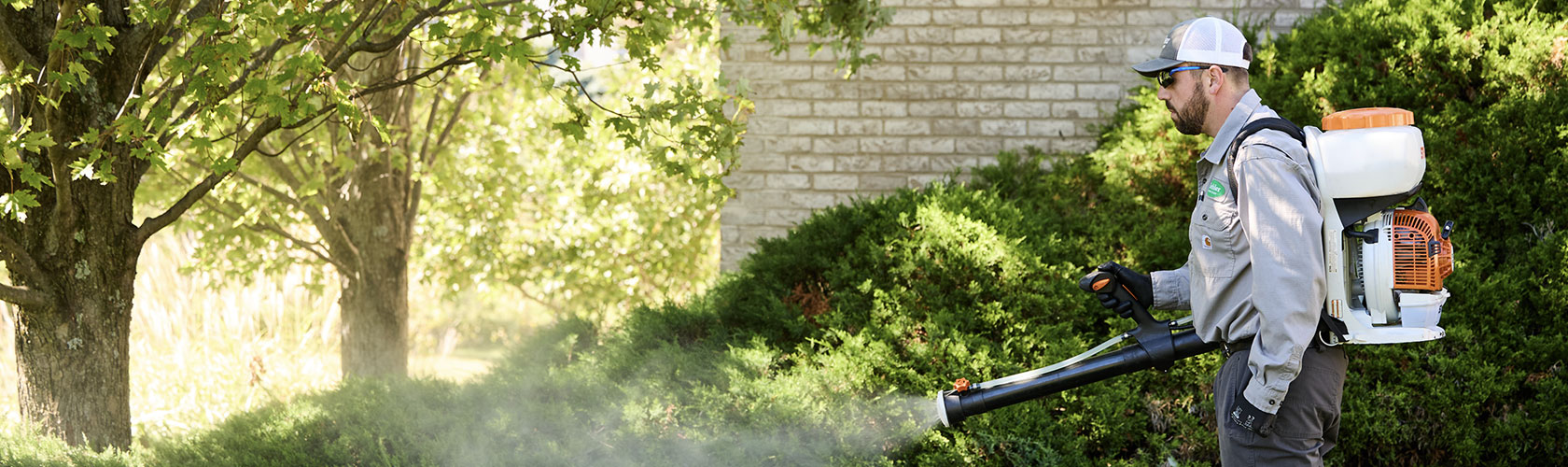 Z-team member spraying grass