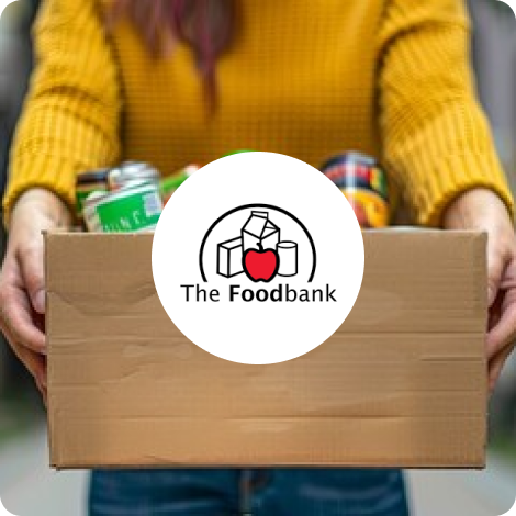 Food donation box with The Foodbank logo