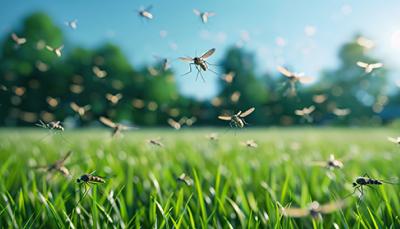 mosquitos coming out of grass