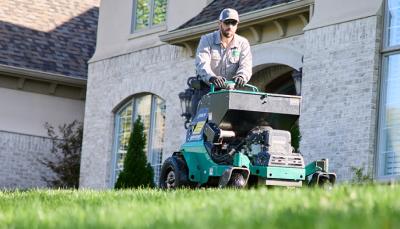 man on aeration machine