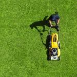 Man mowing grass